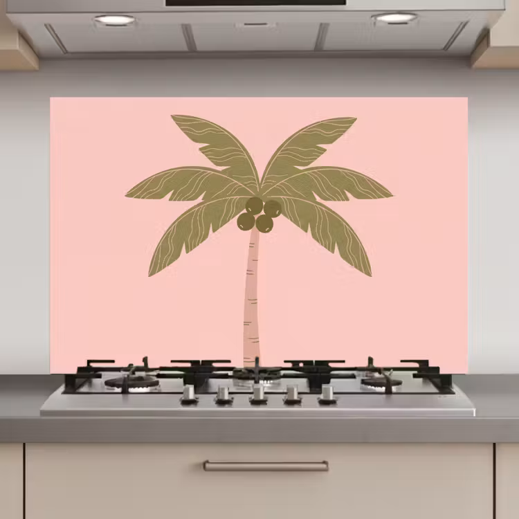 Boom - Palm - Natuur - Illustratie - Roze keuken achterwand spatscherm klein -3d_website