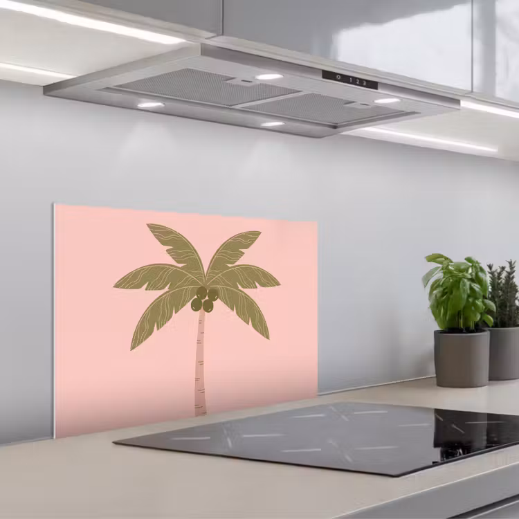 Boom - Palm - Natuur - Illustratie - Roze keuken achterwand spatscherm klein -3d_schuin