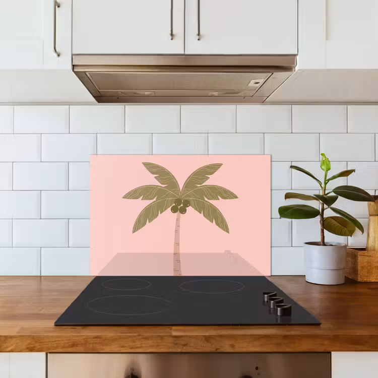 Boom - Palm - Natuur - Illustratie - Roze keuken achterwand spatscherm klein -sfeer2