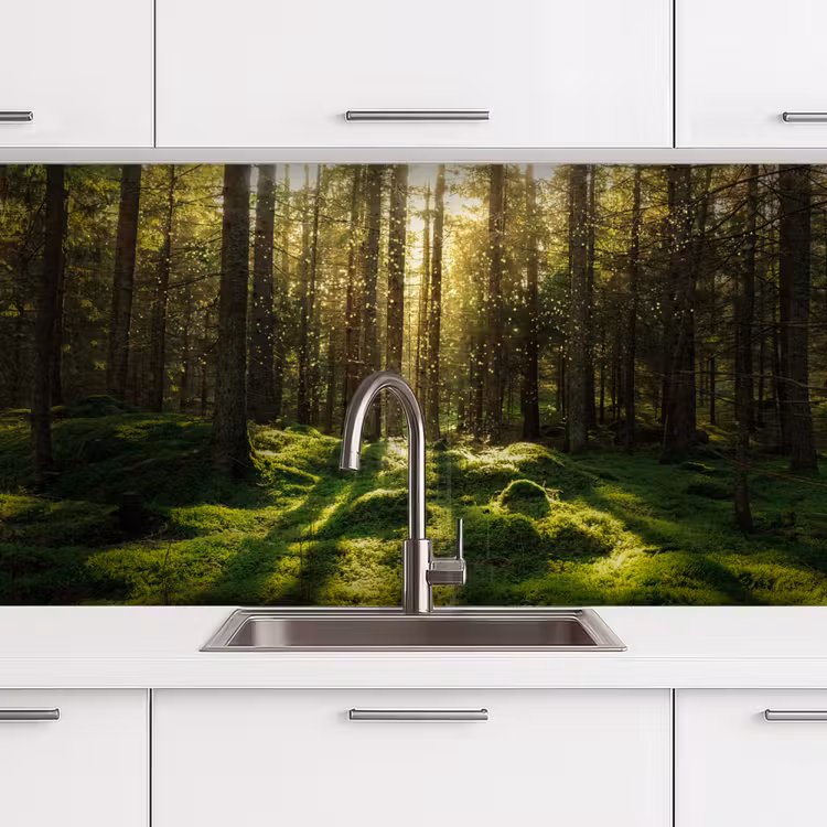 Bomen - Bos - Mos - Planten - Zon - Natuur keuken achterwand sample klein -zzzz3d_schuin
