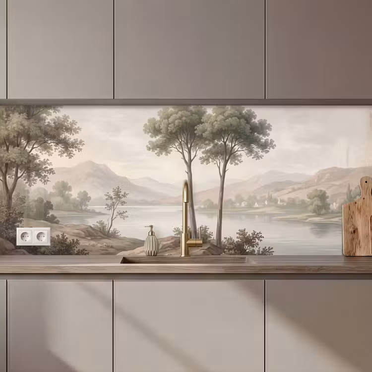 Bomen - Meer - Bergen - Illustratie keuken achterwand 2 middel zz_3dshopping