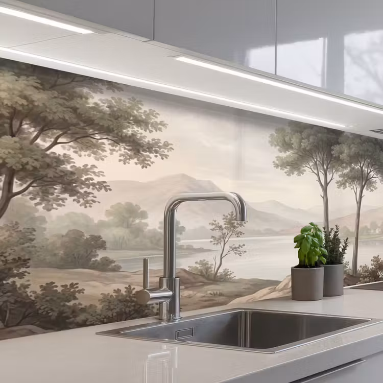 Bomen - Meer - Bergen - Illustratie keuken achterwand 2 middel -3d_schuin