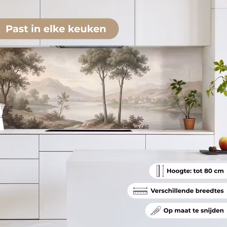Bomen - Meer - Bergen - Illustratie keuken achterwand 2 middel -sfeer4_NL
