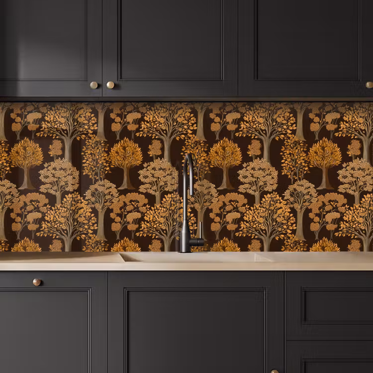 Bomen - Patroon - Bruin keuken achterwand 2 middel 871 -sfeer1