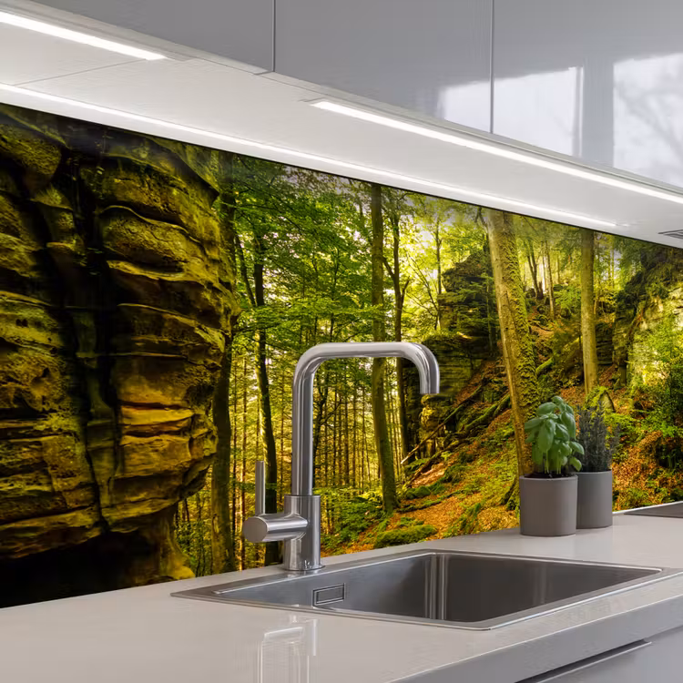 Bomen - Steen - Bos - Natuur - Planten keuken achterwand sample klein -3d_EN