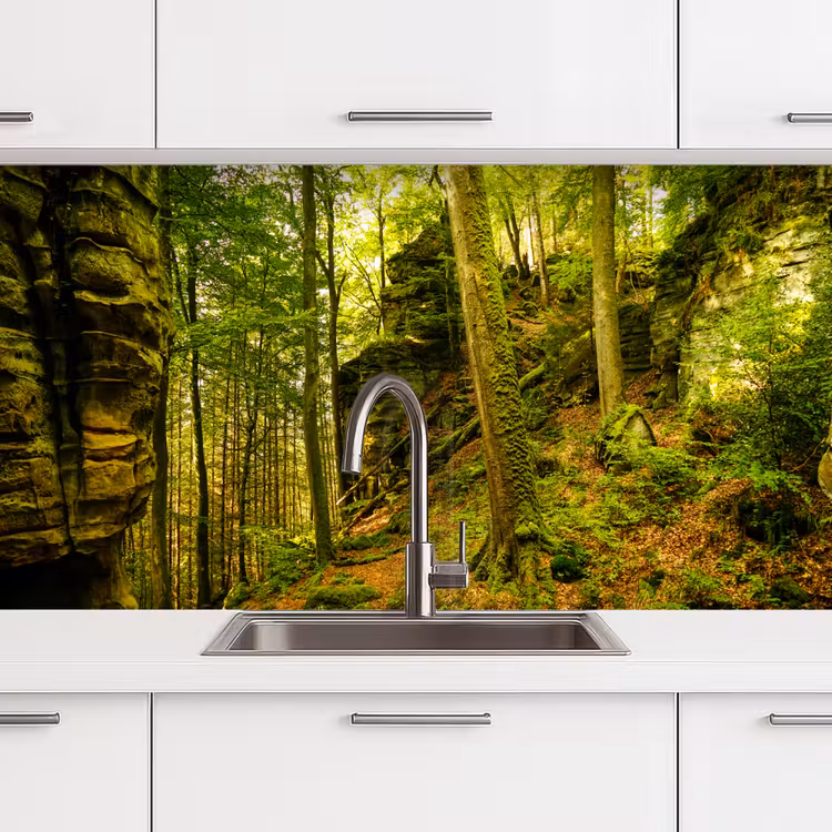 Bomen - Steen - Bos - Natuur - Planten keuken achterwand sample klein -zzzz3d_schuin