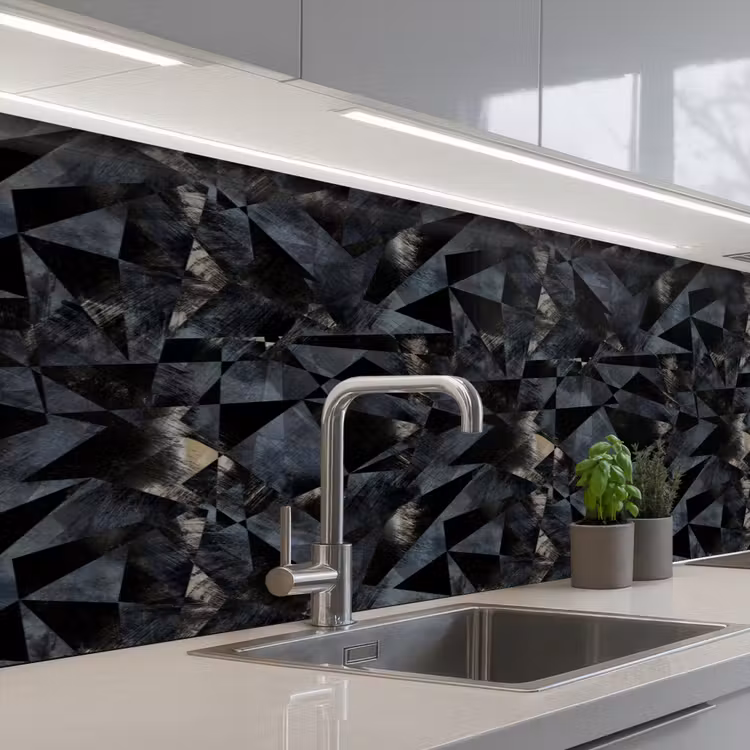 Driehoeken - Abstract - Donker keuken achterwand 2 middel 871 -3d_schuin