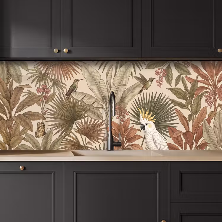 Tropisch - Vogels - Beige keuken achterwand 2 middel -sfeer1