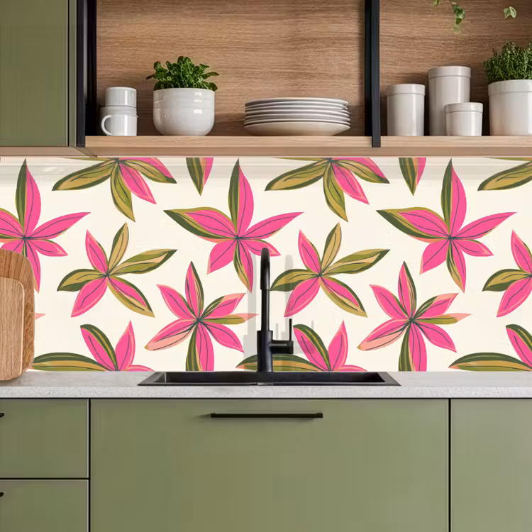 Tropisch - Bloem - Roze keuken achterwand 2 middel 871 -sfeer3