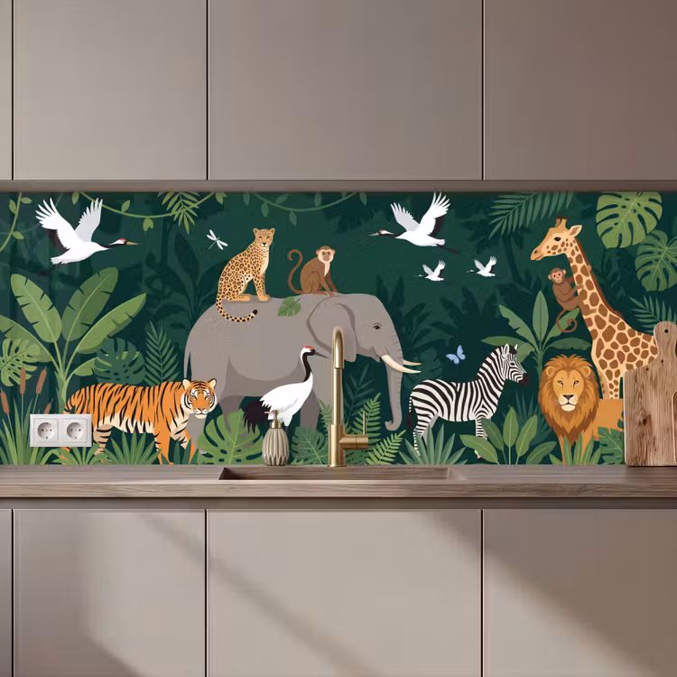 Tropisch - Jungle - Groen keuken achterwand 2 middel zz_3dshopping