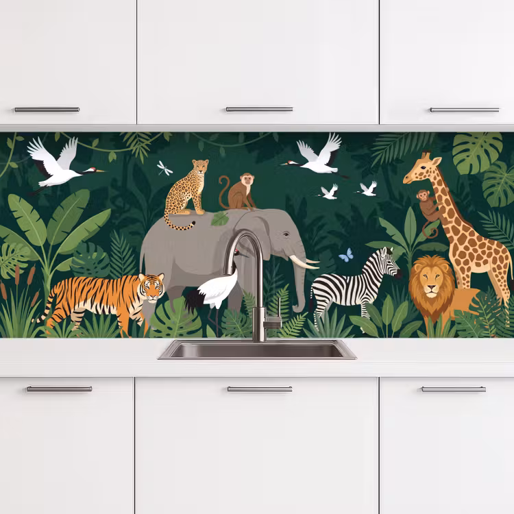 Tropisch - Jungle - Groen keuken achterwand 2 middel -3d