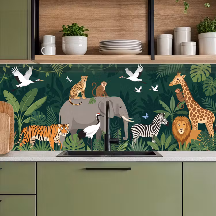 Tropisch - Jungle - Groen keuken achterwand 2 middel -sfeer3