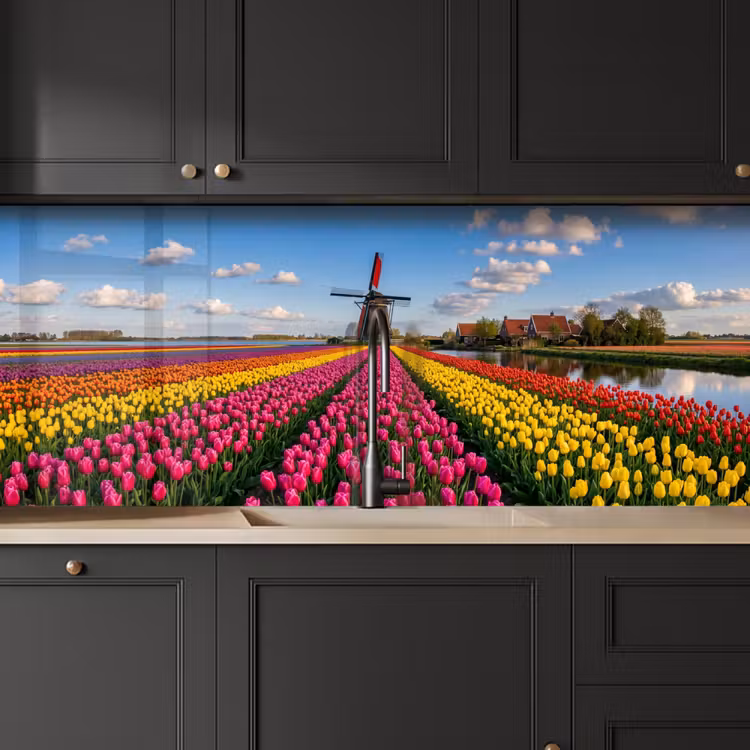 Tulpen - Holland - Molen - Kleurrijk keuken achterwand 2 middel -sfeer1