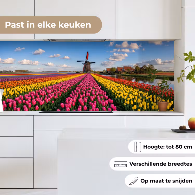 Tulpen - Holland - Molen - Kleurrijk keuken achterwand 2 middel -sfeer4_NL