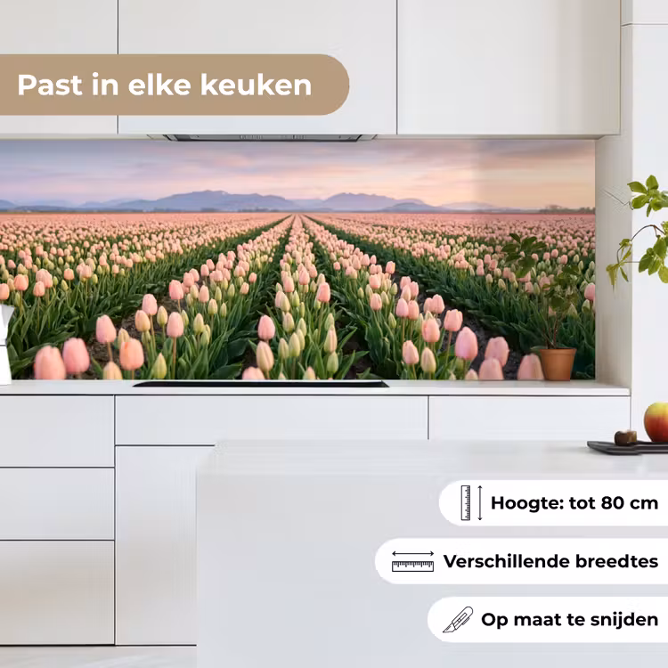 Tulpen - Landschap - Roze keuken achterwand 2 middel -sfeer4_NL