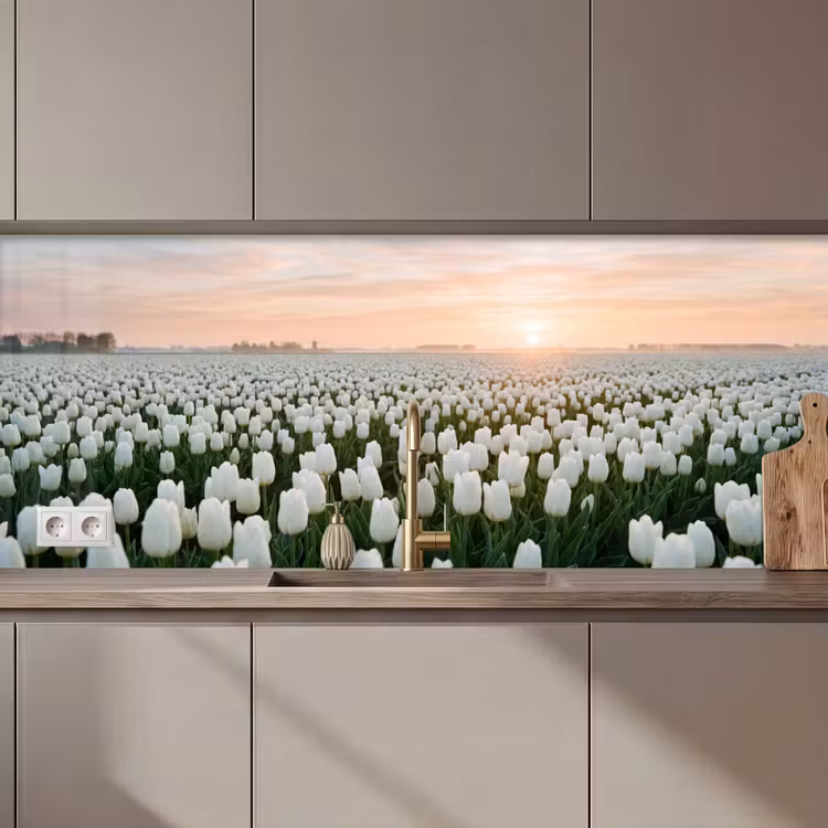 Tulpen - Landschap - Wit keuken achterwand 2 middel zz_3dshopping