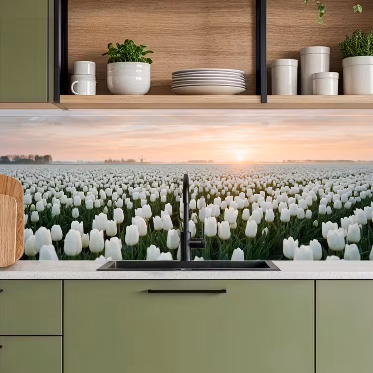 Tulpen - Landschap - Wit keuken achterwand 2 middel -sfeer3
