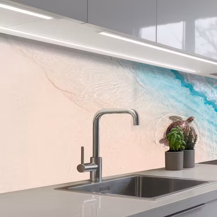 Schildpad - Helder water - Strand - Dieren - Natuur keuken achterwand 2 middel -3d_schuin
