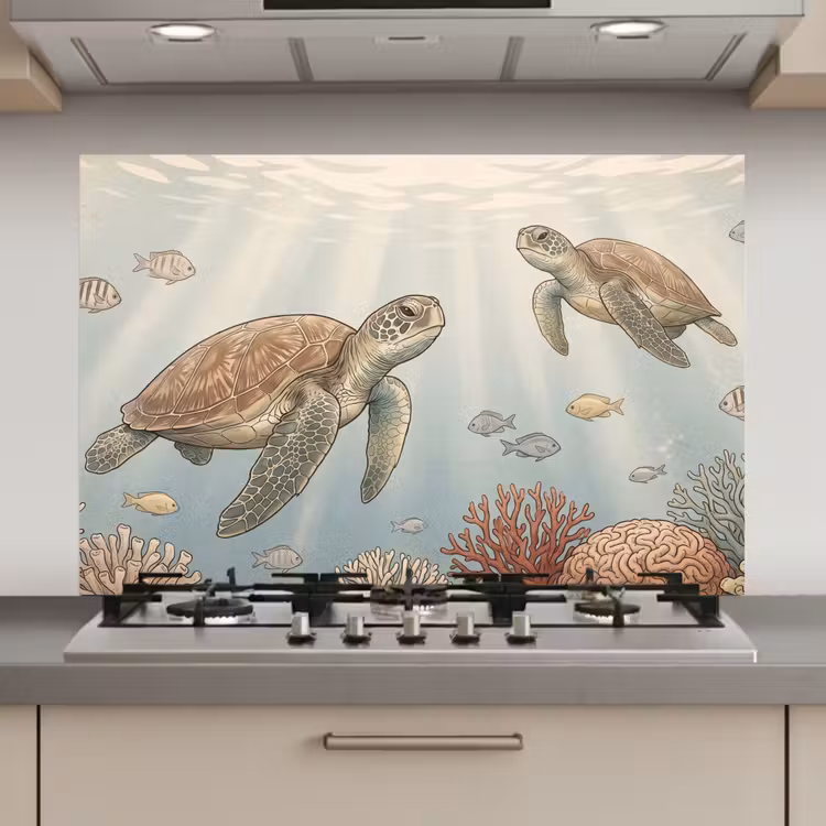 Schildpad - Onderwater - Natuur - Illustratie keuken achterwand spatscherm klein -3d_website