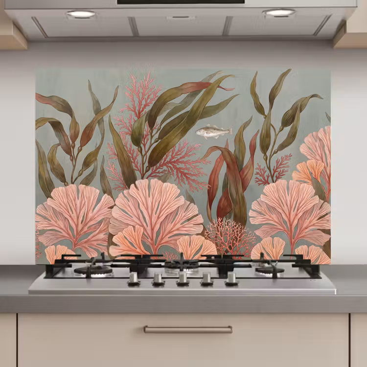 Onderwater - Planten - Vis - Vintage - Groen keuken achterwand spatscherm klein -3d_website