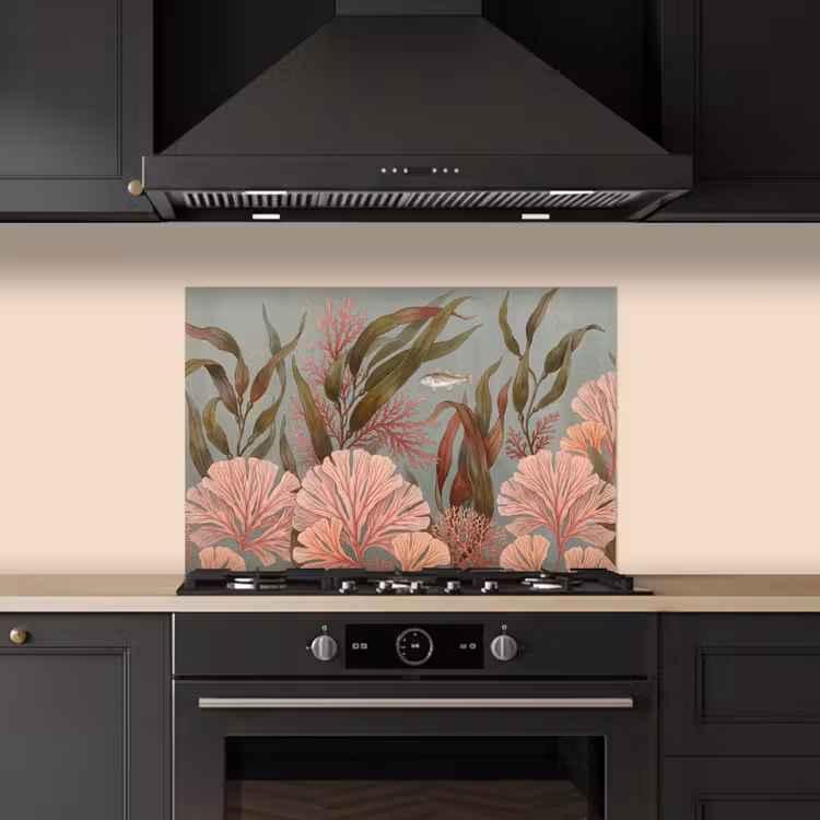 Onderwater - Planten - Vis - Vintage - Groen keuken achterwand spatscherm klein -sfeer1