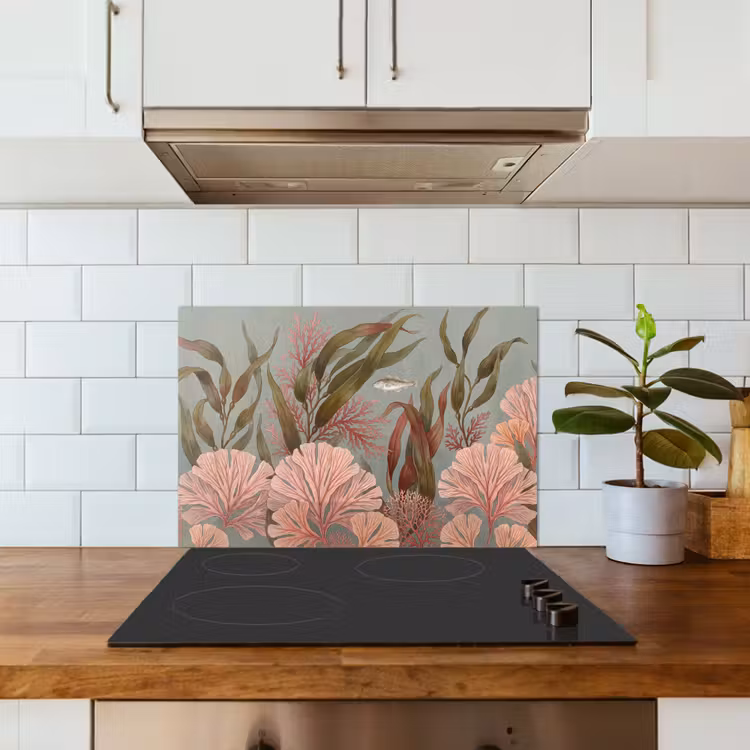 Onderwater - Planten - Vis - Vintage - Groen keuken achterwand spatscherm klein -sfeer2