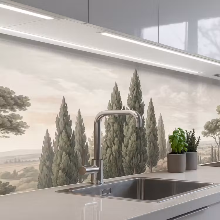 Vallei - Bos - Natuur - Groen keuken achterwand 2 middel -3d_schuin