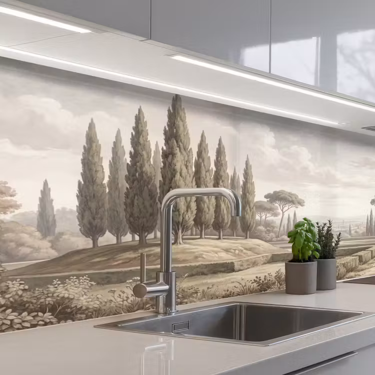 Vallei - Tuin - Natuur - Groen keuken achterwand 2 middel -3d_schuin
