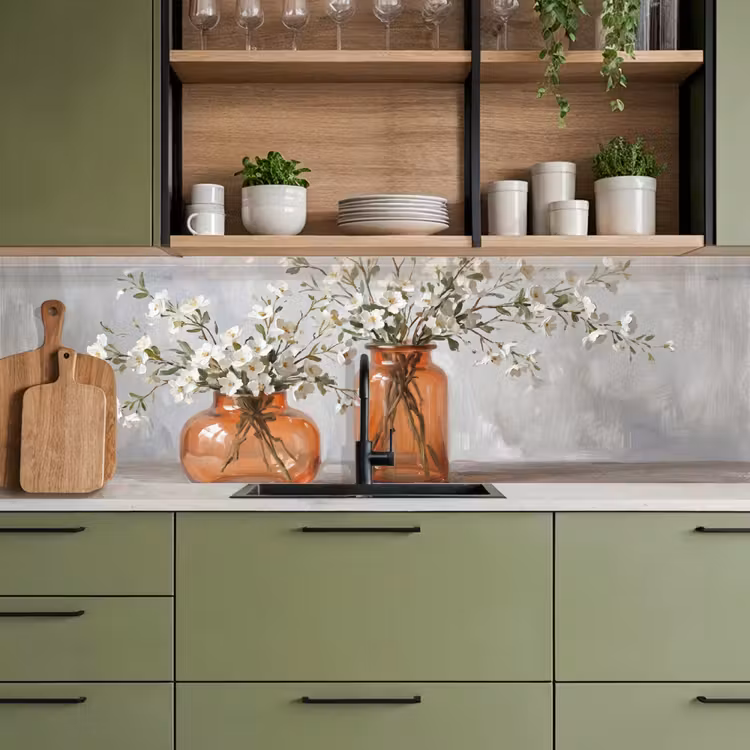 Vazen - Bloemen - Oranje keuken achterwand 2 middel -sfeer3