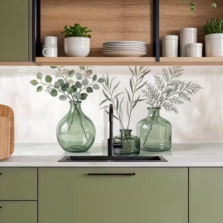 Vazen - Bladeren - Groen keuken achterwand 2 middel -sfeer3