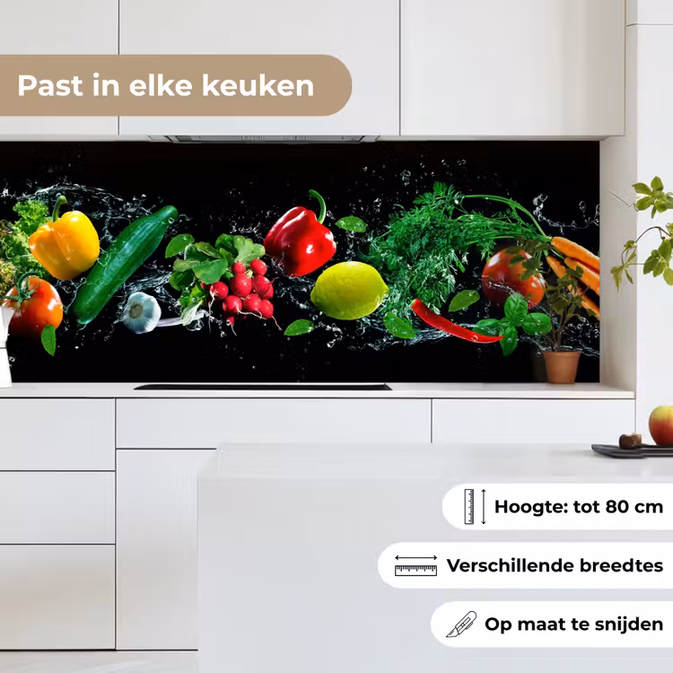 Groente - Splash - Zwart keuken achterwand 2 middel -sfeer4_NL