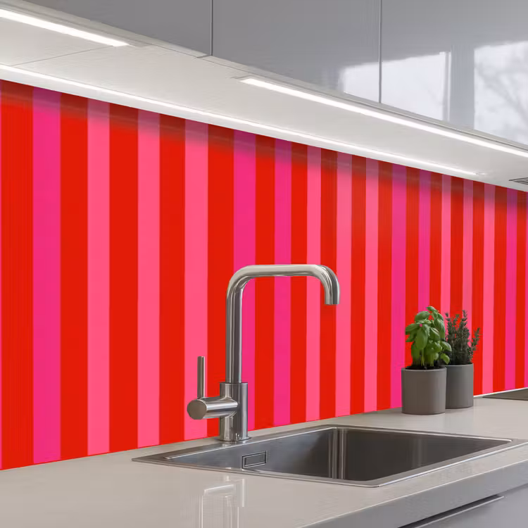 Verticaal - Strepen - Roze keuken achterwand 2 middel 871 -3d_schuin