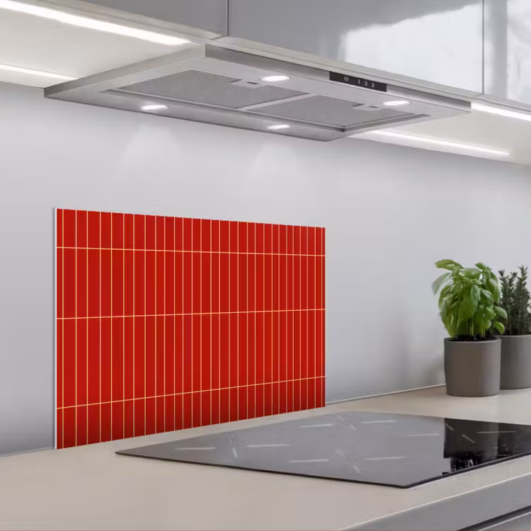 Verticaal - Wandtegel - Helderrood keuken achterwand spatscherm klein 900 -3d_schuin