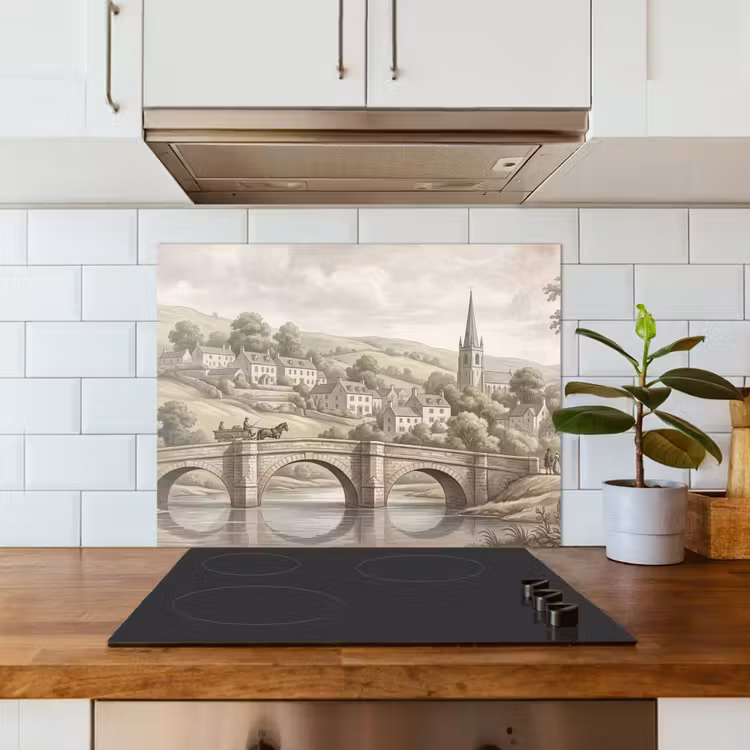 Dorp - Brug - Uitzicht - Groen keuken achterwand 2 middel -sfeer4_NL