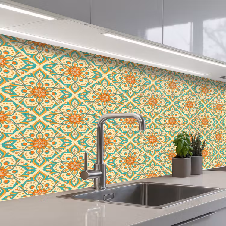 Vintage - Bohemian - Patronen - Mandala keuken achterwand 2 middel 871 -3d_schuin