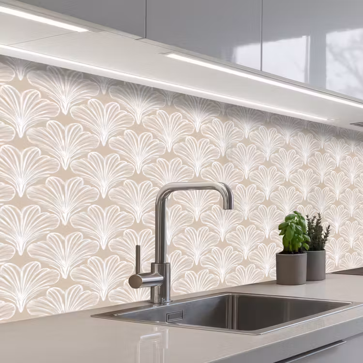 Vintage - Waaier -Crème keuken achterwand 2 middel 871 -3d_schuin