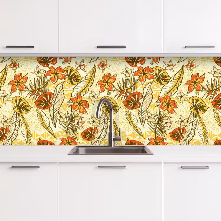 Vintage - Bloemen - Bladeren - Hawaii - Patroon keuken achterwand 2 middel 871 -3d