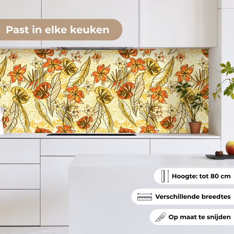 Vintage - Bloemen - Bladeren - Hawaii - Patroon keuken achterwand 2 middel 871 -sfeer4_NL