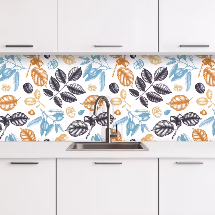 Vintage - Bladeren - Noot - Patronen keuken achterwand 2 middel 871 -3d