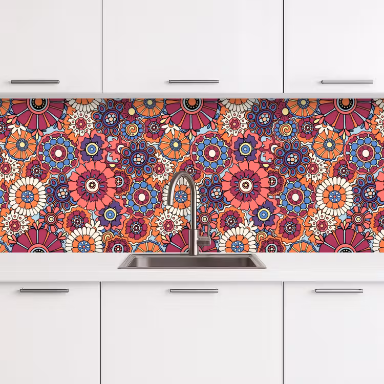 Vintage - Patronen - Bloemen - Planten keuken achterwand 2 middel 871 -3d