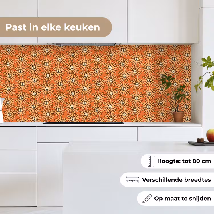 Vintage - Patronen - Bloemen - Oranje keuken achterwand 2 middel 871 -sfeer4_NL