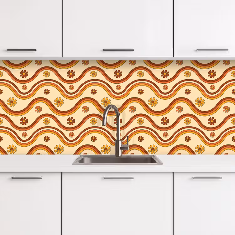 Vintage - Patronen - Bloemen - Regenboog keuken achterwand 2 middel 871 -3d
