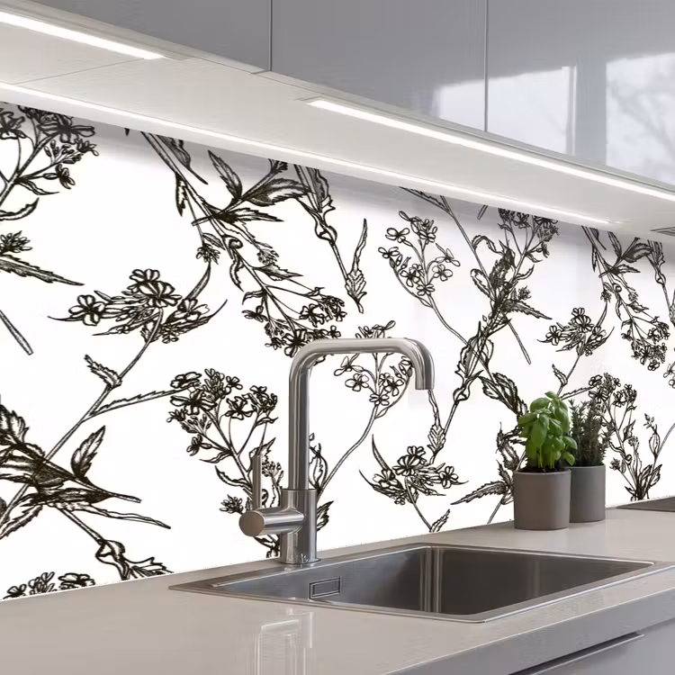 Vintage - Planten - Bloemen - Patronen keuken achterwand 2 middel 871 -3d_schuin