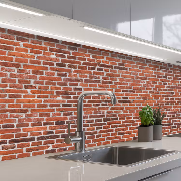 Muur - Bakstenen - Versleten - Voegen keuken achterwand 2 middel 871 -3d_schuin