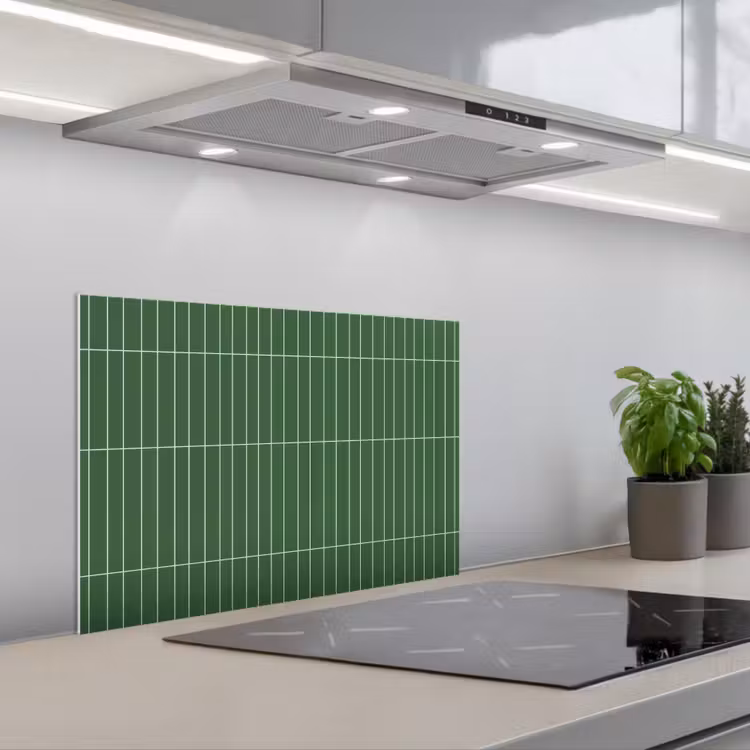Wandtegel - Verticaal - Donkergroen keuken achterwand spatscherm klein 900 -3d_schuin