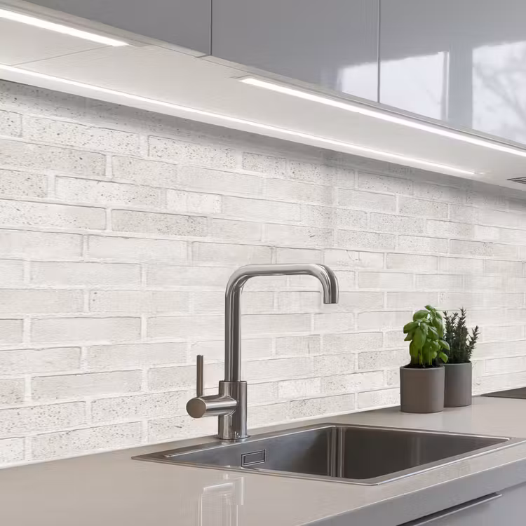 Muur - Wit - Bakstenen keuken achterwand 2 middel 871 -3d_schuin