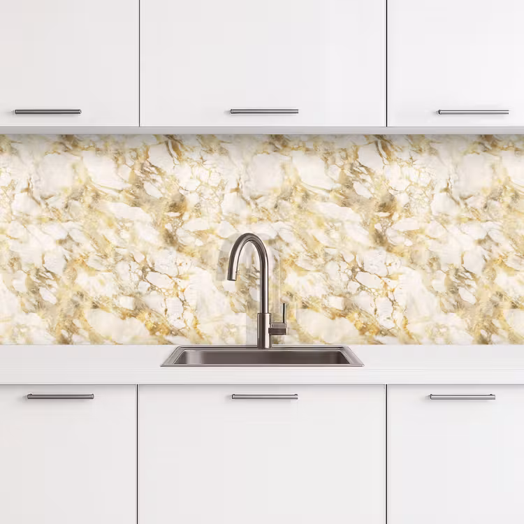 Warm - Gouden - Marmer - Patroon keuken achterwand 2 middel 871 -3d