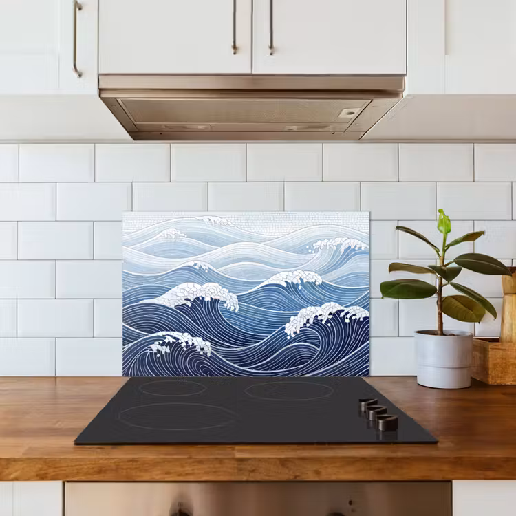 Water - Mozaïek - Landschap - Modern - Blauw keuken achterwand spatscherm klein -sfeer2