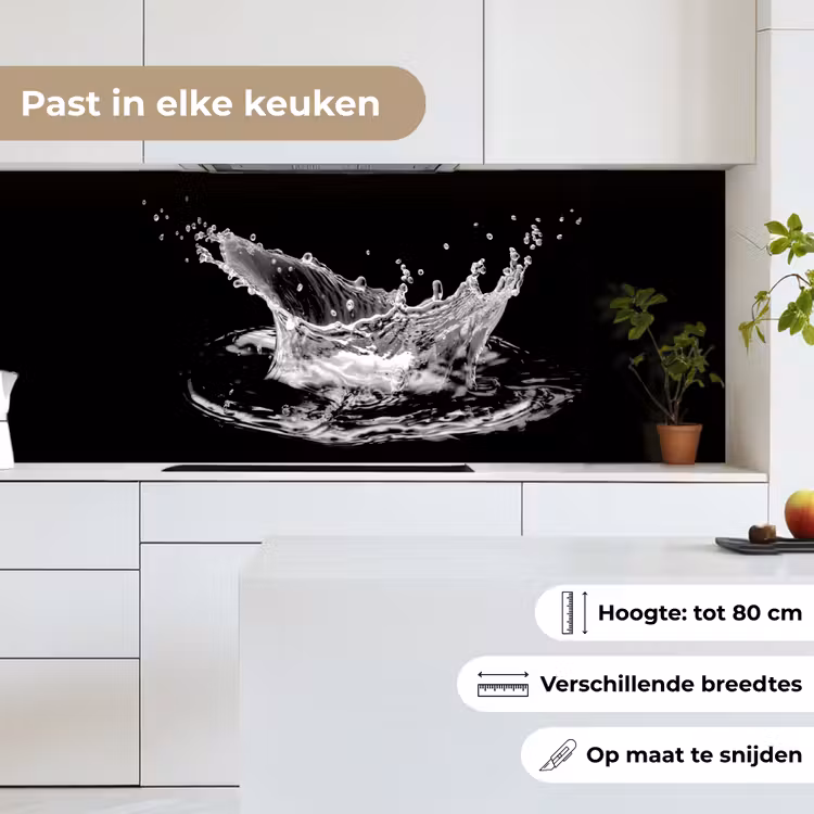 Water - Splash - Water - Zwart keuken achterwand 2 middel -sfeer4_NL