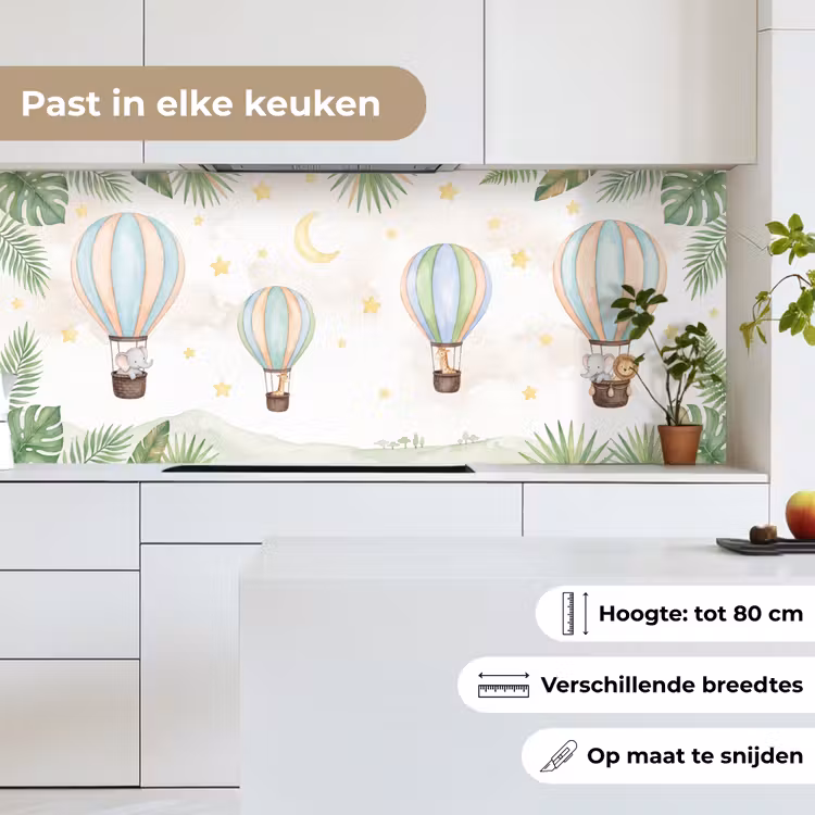 Aquarel - Luchtballonnen - Pastel keuken achterwand 2 middel -sfeer4_NL
